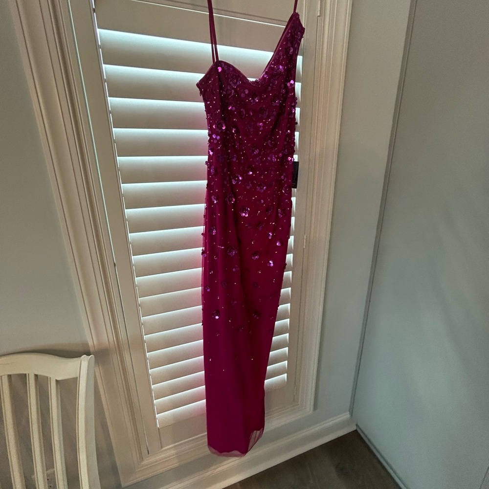 Adrianna Papell Sequin Gown in Hot Orchid